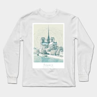 Serene Notre-Dame de Paris France Illustration Long Sleeve T-Shirt